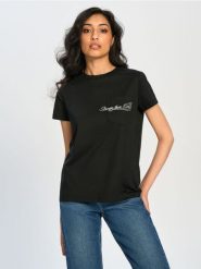 Koszulka z kieszonką - czarny. Czarne t-shirty damskie Sinsay, l, bez wzorów, z bawełny, bez kołnierzyka. W wyprzedaży za 9.99 zł.