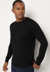 Czarny Klasyczny Sweter z Wiskozą i Modalem Neaviana. Czarne swetry męskie Born2be, l, z aplikacjami, z wiskozy, bez kołnierzyka. Za 59.99 zł.