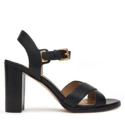 Sandały LAUREN RALPH LAUREN. Czarne sandały damskie Lauren Ralph Lauren, bez wzorów, bez obcasa, na słupku. Za 769.99 zł.