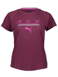 Puma Koszulka funkcyjna "Run" w kolorze bordowym rozmiar: S. Czerwone bluzki sportowe damskie Puma, s, bez wzorów, bez ramiączek. Za 48.39 zł.