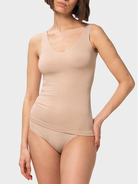 Triumph Top Smart Natural 10213349 Beżowy Slim Fit. Brązowe topy damskie Triumph, bez wzorów, bez kołnierzyka. Za 89.99 zł.