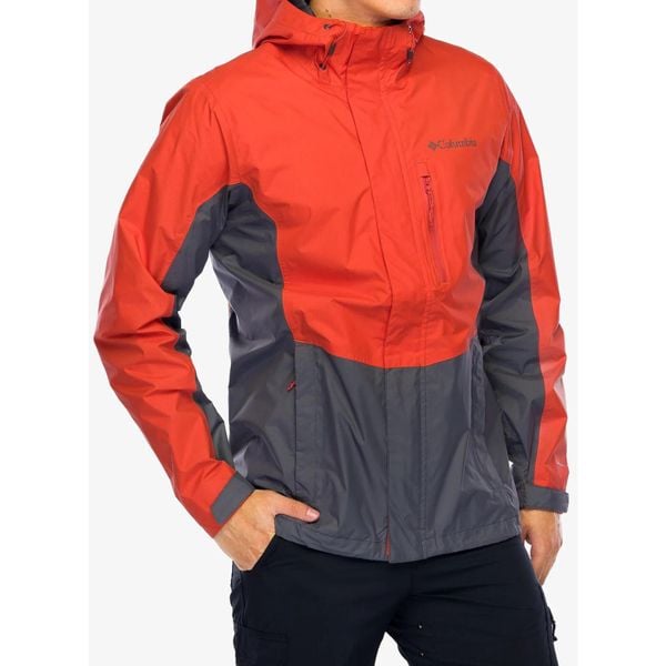 Kurtka przeciwdeszczowa męska Columbia Pouring Adventure III Jacket. Czerwone kurtki męskie Columbia, m, bez wzorów, sportowe, bez kaptura. Za 319.99 zł.