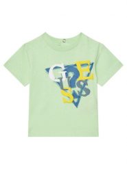 Guess T-Shirt I5GI01 K8HM4 Zielony Regular Fit. Zielone t-shirty chłopięce Guess, z aplikacjami, z bawełny, bez ramiączek. Za 59.99 zł.
