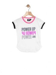 Dziewczęcy T-shirt z krótkim rękawem Power Up i kontrastowymi krawędziami. Białe koszulki dziewczęce LEONE 1947 APPAREL, xs, bez wzorów, z bawełny, bez ramiączek. Za 42.06 zł.