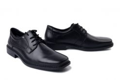RIEKER B0800-00 black, półbuty męskie. Czarne półbuty męskie Rieker, bez zapięcia. Za 295.12 zł.