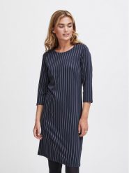 Fransa Sukienka codzienna 20612637 Granatowy Regular Fit. Niebieskie sukienki damskie Fransa, na co dzień, l, bez wzorów, z wiskozy, bez kołnierzyka, bez ramiączek, proste. Za 129.99 zł.