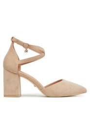 DeeZee Czółenka DZ0068 Beżowy. Brązowe czółenka damskie DeeZee, bez wzorów, z materiału, bez obcasa. Za 139.99 zł.