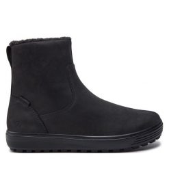 Botki ECCO. Czarne botki damskie ECCO, bez obcasa, na płaskiej podeszwie, bez zapięcia. Za 719.99 zł.