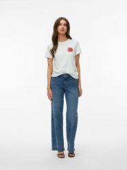 Vero Moda Koszulka w kolorze białym rozmiar: M. Białe bluzki damskie Vero Moda, m, bez wzorów, z bawełny, bez kołnierzyka, bez ramiączek. Za 58.45 zł.