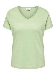 ONLY Koszulka w kolorze jasnozielonym rozmiar: XL-54. Zielone bluzki damskie Only, xl, bez wzorów, bez kołnierzyka, bez ramiączek. Za 74.63 zł.