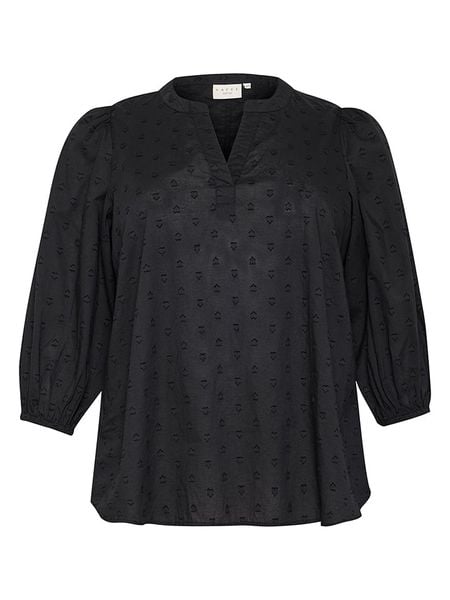 KAFFE curve Bluzka w kolorze czarnym rozmiar: 44. Czarne bluzki damskie KAFFE curve, bez wzorów, z bawełny, bez kołnierzyka, bez ramiączek. Za 65.54 zł.