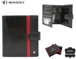 Portfel skórzany Rovicky 22317L-RVTP czarny. Czarne portfele męskie ROVICKY, bez wzorów, ze skóry. Za 101.99 zł.