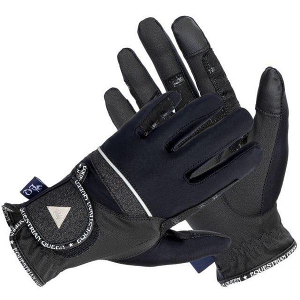 Rękawiczki jeździeckie damskie EQ.QUEEN Alor. Czarne rękawiczki dziecięce EQUESTRIAN QUEEN, bez ramiączek. Za 114.99 zł.
