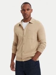 HUGO Kardigan San Jordan 50553663 Beżowy ciemny Regular Fit. Brązowe kardigany męskie Hugo, m, bez wzorów, z wiskozy, bez kołnierzyka. Za 679.99 zł.