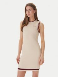 Guess Sukienka dzianinowa V6GK04 Z0648 Beżowy Regular Fit. Brązowe sukienki damskie Guess, m, z aplikacjami, z dzianiny, bez kołnierzyka, bez ramiączek. Za 469.99 zł.