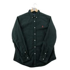 Second life - Klasyczna koszula męska jednolita Slim Fit - Jak nowy. Czarne koszule męskie Ralph Lauren, l, bez wzorów, z materiału, bez kołnierzyka, bez ramiączek. Za 212.96 zł.