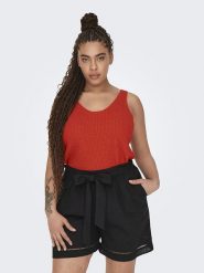ONLY Carmakoma Top dzianinowy "Sunny" w kolorze ceglanym rozmiar: 46/48. Brązowe topy damskie Only Carmakoma, bez wzorów, z dzianiny, bez kołnierzyka. Za 37.38 zł.