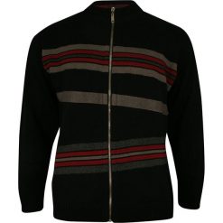 Sweter Czarny, Zapinany na Zamek, w Paski, ze Ściągaczami -KINGS- Męski. Czarne kardigany męskie Kings, l, bez wzorów, z bawełny, bez kołnierzyka. Za 219.00 zł.