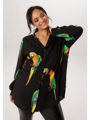 Aniston Bluzka w kolorze czarnym rozmiar: 54. Czarne bluzki damskie Aniston, bez wzorów, z wiskozy, bez kołnierzyka, bez ramiączek. Za 217.99 zł.