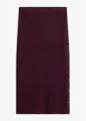 Spódnica dzianinowa z rozcięciem i guzikami. Czerwone spódniczki damskie bonprix, bez wzorów, z dzianiny, eleganckie. Za 109.99 zł.