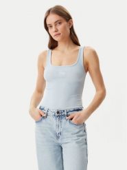 Guess Jeans Top W5GP26 KA0H1 Niebieski Regular Fit. Niebieskie topy damskie Guess Jeans, xs, z aplikacjami, z bawełny, bez kołnierzyka. Za 79.99 zł.
