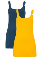 Długi top z czystej bawełny organicznej (2 szt.). Białe topy damskie bonprix, bez wzorów, z bawełny, bez kołnierzyka. Za 92.99 zł.