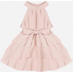 Ciemnoróżowa Sukienka Cillameia. Czerwone sukienki niemowlęce Born2be, na lato, z aplikacjami, z materiału, bez ramiączek. Za 19.99 zł.