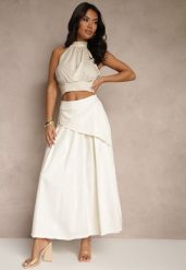Beżowa Asymetryczna Spódnica Plisowana z Bawełną i Wiskozą Natunelia. Brązowe spódniczki damskie Renee, l, bez wzorów, z bawełny, eleganckie, maxi, asymetryczne. Za 129.99 zł.