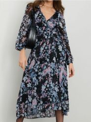 Sukienka midi w kwiaty - wielobarwny. Sukienki damskie Sinsay, l, bez wzorów, bez kołnierzyka, bez ramiączek, midi. Za 59.99 zł.