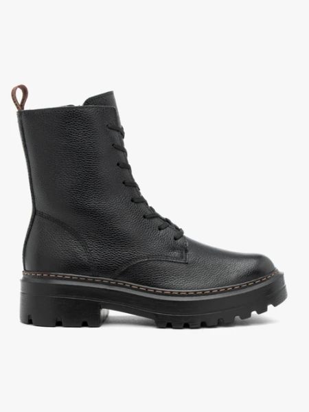 Czarne trapery ze skóry licowej. Czarne trapery damskie Brawo sp. z o.o., ze skóry, za kostkę, bez obcasa, na obcasie. Za 529.99 zł.