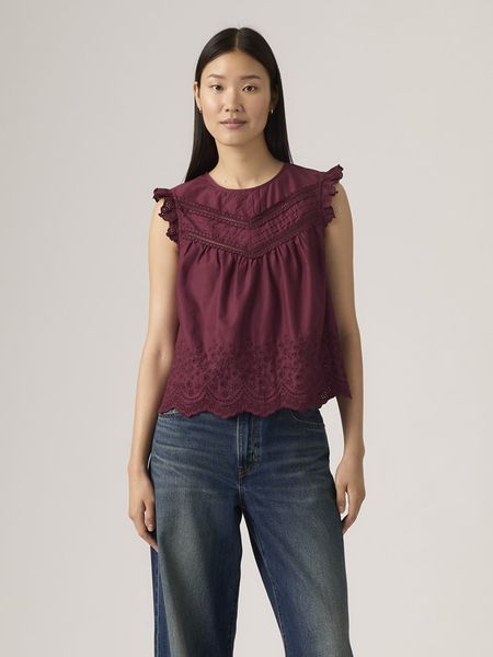 Levi's Bluzka w kolorze fioletowym rozmiar: XS. Różowe bluzki damskie Levi's, s, bez wzorów, z bawełny, bez kołnierzyka, bez ramiączek. Za 149.95 zł.