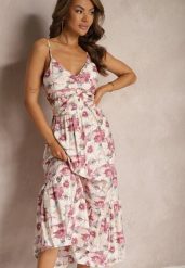 Jasnofioletowa Rozkloszowana Sukienka na Ramiączkach z Rozcięciami Ozdobiona Guzikami Dimline. Brązowe sukienki damskie Renee, na co dzień, l, bez wzorów, eleganckie, bez kołnierzyka, bez ramiączek, maxi, rozkloszowane. Za 109.99 zł.