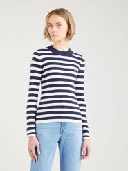 Levi's Koszulka w kolorze granatowo-białym rozmiar: XS. Niebieskie bluzki damskie Levi's, s, bez wzorów, prążkowane, bez kołnierzyka, bez ramiączek. Za 122.96 zł.