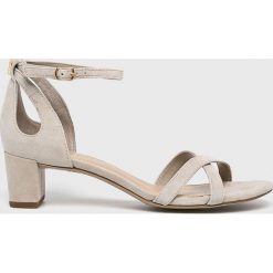 Lauren Ralph Lauren - Sandały. Szare sandały damskie Lauren Ralph Lauren, bez wzorów, z materiału, bez obcasa, na obcasie. W wyprzedaży za 299.90 zł.