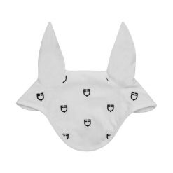 Czapka przeciw owadom dla konia multilogo w technice white line edycja Equestro. Białe czapki męskie EQUESTRO, bez wzorów, z poliamidu, biznesowe. Za 66.90 zł.