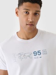 4F T-shirt regular z nadrukiem męski - biały XXL. Białe t-shirty męskie 4f, m, bez wzorów, z bawełny, bez kołnierzyka. W wyprzedaży za 39.99 zł.