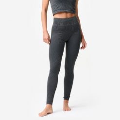 Legginsy do jogi i pilatesu damskie Domyos seamless. Szare legginsy damskie Decathlon, s, bez wzorów, z elastanu. Za 129.99 zł.