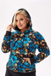 Dresowa bluza Olivia z motywem kwiatów PLUS SIZE XXL. Brązowe bluzy sportowe damskie Moda Size Plus Iwanek, plus size, z bawełny. Za 279.90 zł.