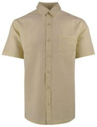 Koszula Weekendowa z Lnem, Krótki Rękaw - Brave Soul - Beżowa. Brązowe koszule męskie Brave Soul, l, bez wzorów, z bawełny, bez kołnierzyka, bez ramiączek. Za 129.00 zł.