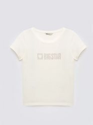 Koszulka damska z logo BIG STAR z cyrkonii biała Avra 100. Białe t-shirty damskie Big Star, l, bez wzorów, bez kołnierzyka. Za 79.99 zł.