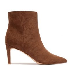 Botki JENNY. Brązowe botki damskie Jenny, bez obcasa, na szpilce, bez zapięcia. Za 159.99 zł.