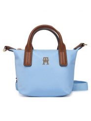 Tommy Hilfiger Torebka Popette Micro Tote AW0AW18368 Błękitny. Niebieskie torebki klasyczne damskie Tommy Hilfiger, bez wzorów, z materiału, bez dodatków. Za 329.99 zł.