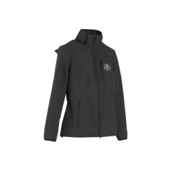Kurtka jeździecka 500 Softshell damska. Szare kurtki damskie FOUGANZA, xl, bez wzorów, z elastanu, bez kaptura. W wyprzedaży za 149.99 zł.