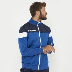 Kurtka sportowa Bolivia błękitno-niebieska. Niebieskie kurtki treningowe męskie Legea, m, bez wzorów, z materiału, na fitness i siłownię. Za 72.00 zł.