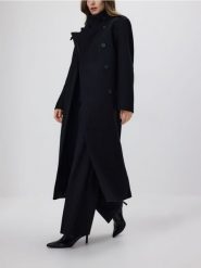 Płaszcz z dodatkiem wełny - czarny. Czarne płaszcze damskie Reserved, l, bez wzorów, z tkaniny, klasyczne. Za 459.99 zł.