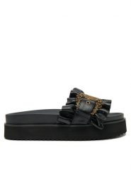 Versace Jeans Couture Klapki 78VA3SM5 Czarny. Czarne klapki damskie Versace Jeans Couture, bez wzorów, z jeansu, bez obcasa. Za 699.99 zł.
