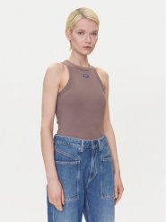 HUGO Top 50508857 Brązowy Slim Fit. Brązowe topy damskie Hugo, xs, bez wzorów, z bawełny, bez kołnierzyka. Za 139.99 zł.