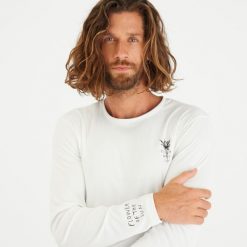Second Life - Koszulka UV surfingowa męska Olaian Flower... - Stan Doskonały. Białe koszulki męskie z długim rękawem OLAIAN, l, z dzianiny. Za 50.99 zł.