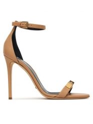 Elisabetta Franchi Sandały SA12L61E2 Beżowy. Brązowe sandały damskie Elisabetta Franchi, bez wzorów, ze skóry, bez obcasa, na szpilce. Za 2,729.00 zł.