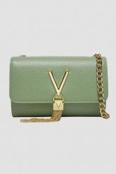 VALENTINO Mała zielona kopertówka Divina Pochette. Zielone torebki wieczorowe Valentino by Mario Valentino, bez wzorów, bez kołnierzyka, bez ramiączek. W wyprzedaży za 266.99 zł.